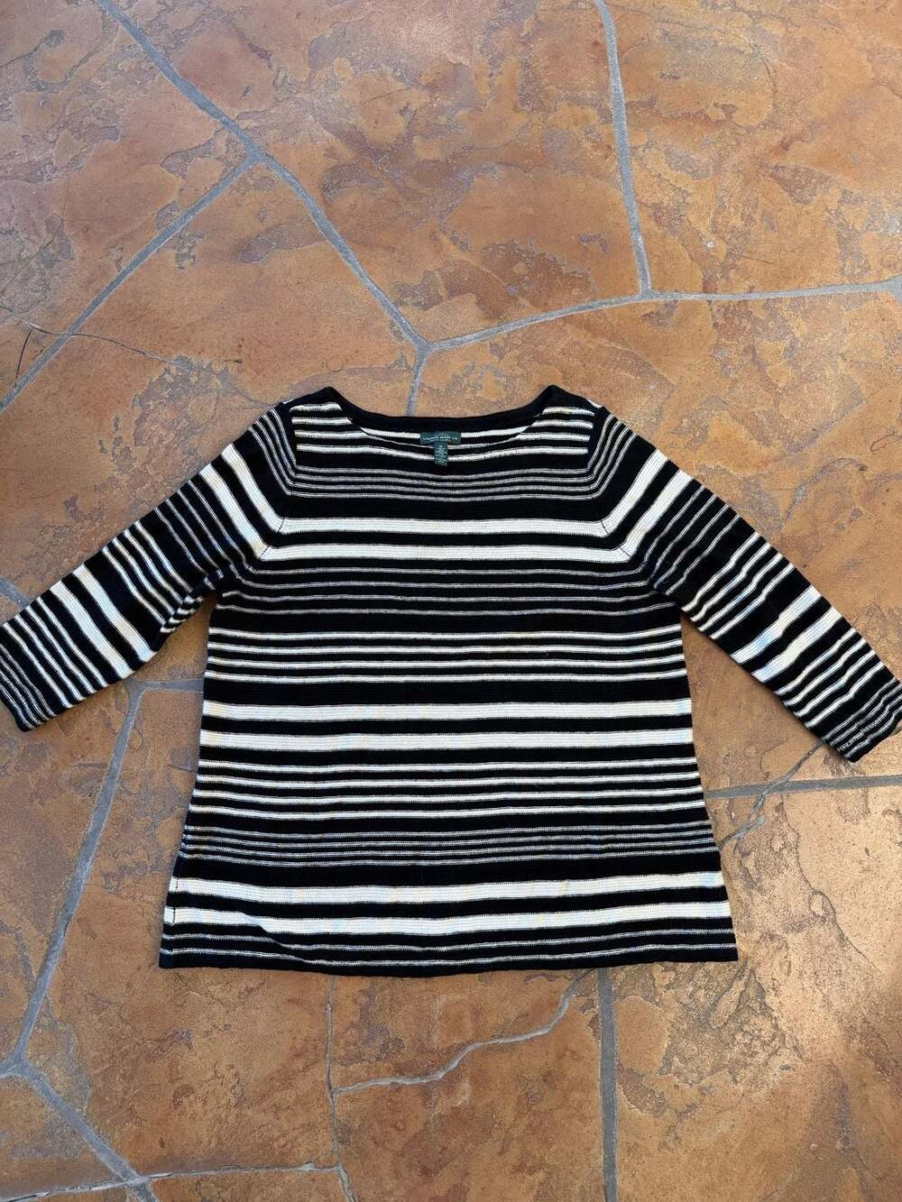 Lauren Jeans Co. Ralph Lauren Striped Sweater Size M Black White